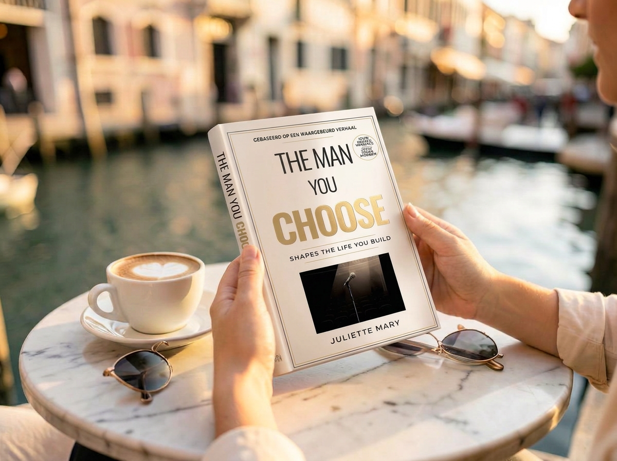 The Man You Choose op een terras aan een Venetiaans kanaal